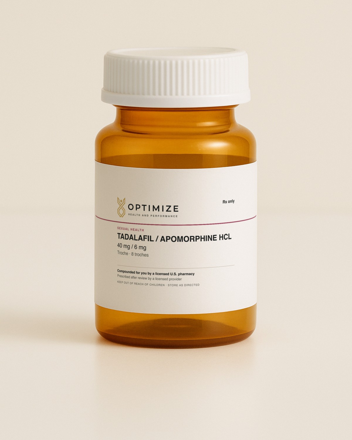 Tadalafil / Apomorphine HCI Troche in its pharmacy container
