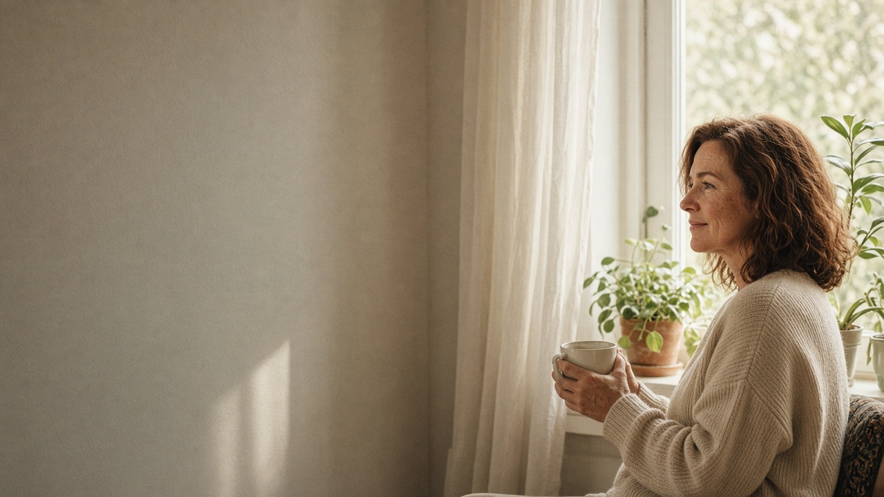 Morning light by a window at home